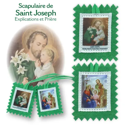[3700344950685] SCAPULAIRE DE SAINT JOSEPH AVEC LIVRET DE PRIERE
