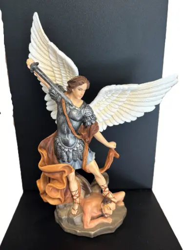 [3700344953020] STATUE SAINT MICHEL 20CM PEINTE A LA MAIN POLYCHROME POLYSTONE