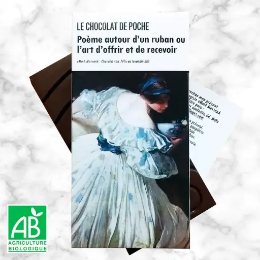 [3770008914278] TABLETTE "POEME AUTOUR D'UN RUBAN..." NOIR 74% AU LAVANDIN BIO