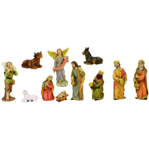 [4041635230239] CRÈCHE RÉSINE 11 PERSONNAGES H.6CM