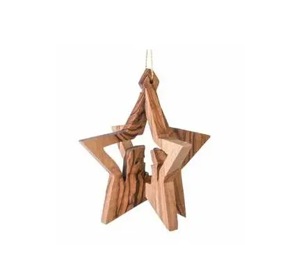 [4250944323031] DECORATION A SUSPENDRE CRECHE ETOILE EN BOIS D'OLIVIER