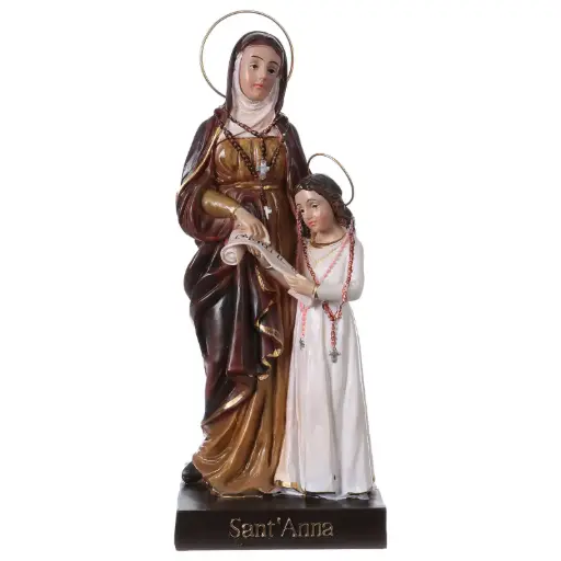 [8022934009364] STATUE DE SAINTE ANNE AVEC MARIE 20CM RÉSINE