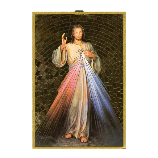 [8032727905605] ICONE DORÉE CHRIST MISÉRICORDIEUX 15X10CM
