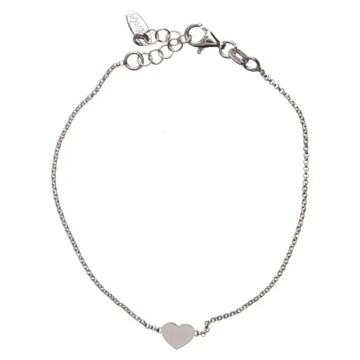 [8054719000341] BRACELET COEUR EN ARGENT ET RHODIUM