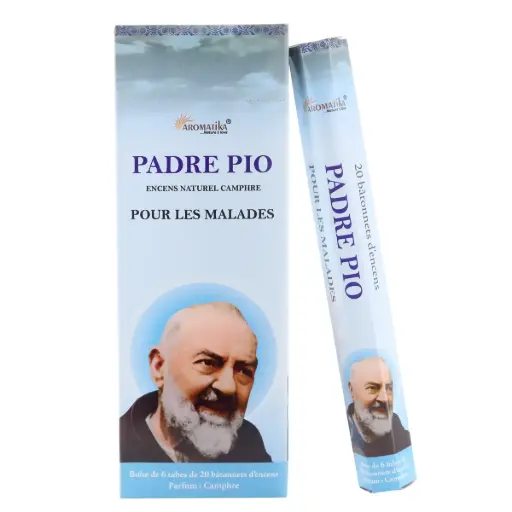 [8902955130950] TUBE DE 20 BATONNETS D'ENCENS PADRE PIO PARFUM CAMPHRE