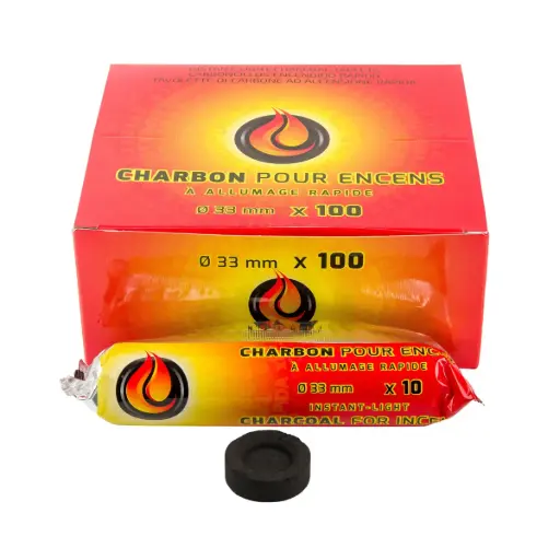 [1000000000528] TUBE DE 10 PASTILLES DE CHARBON ALLUMAGE RAPIDE 33MM