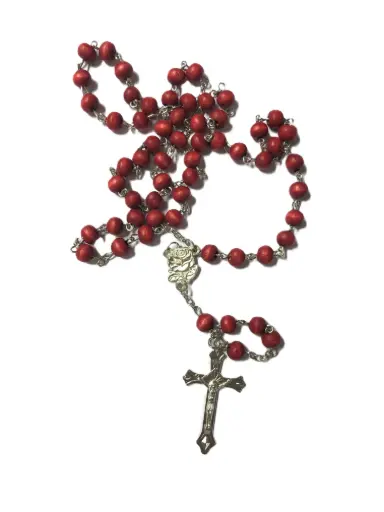 [1000000001006] CHAPELET DE LOURDES EN BOIS DE ROSE ET SA BOITE