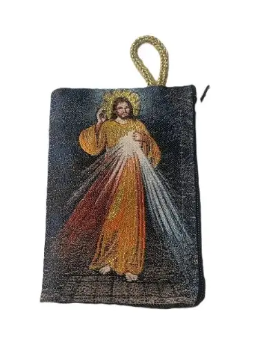 [1000000001303] POCHETTE BRODÉE "CHRIST MISÉRICORDIEUX" 10 X 7CM