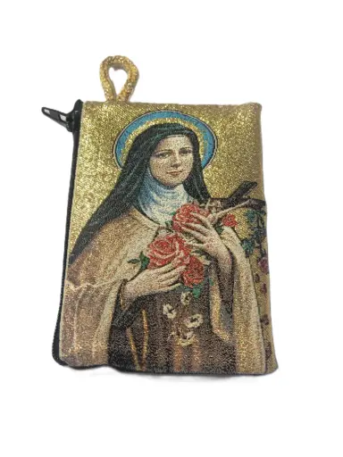 [1000000001327] POCHETTE BRODÉE "SAINTE THÉRÈSE" 10 X 7CM