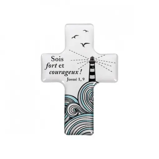 [1000000002003] MAGNET CROIX "SOIS FORT ET COURAGEUX"