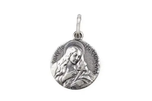 [1000000002294] MÉDAILLE SAINTE MARIE-MADELEINE LAITON ARGENTÉ 16MM