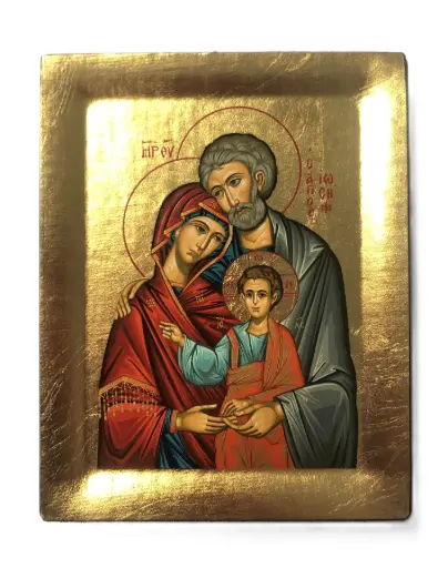 [1000000002515] ICÔNE GRECQUE SAINTE FAMILLE 12.5x10cm
