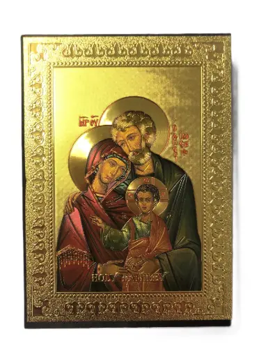 [1000000002539] PETITE ICÔNE DORÉE SAINTE FAMILLE 11CM