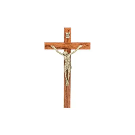 [1000000003062] CRUCIFIX BOIS D'OLIVIER CHRIST COULEUR BRONZE 20CM