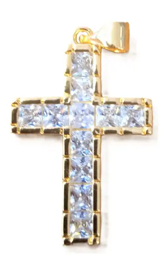 [1000000003284] CROIX PLAQUEE OR 18 K / ZIRCON