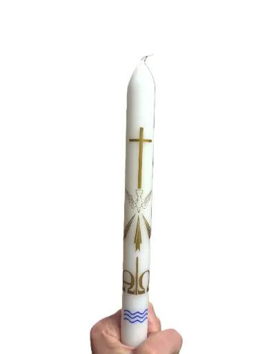 [1000000004731] CIERGE BAPTÊME "A O" BLEU