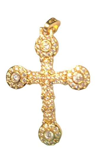 [1000000005493] CROIX MOTIFS DORE OR/ZIRCON 3.3CM