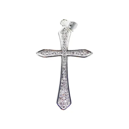 [1000000005516] CROIX - MÉTAL PLATINE ZIRCON 3.6cm
