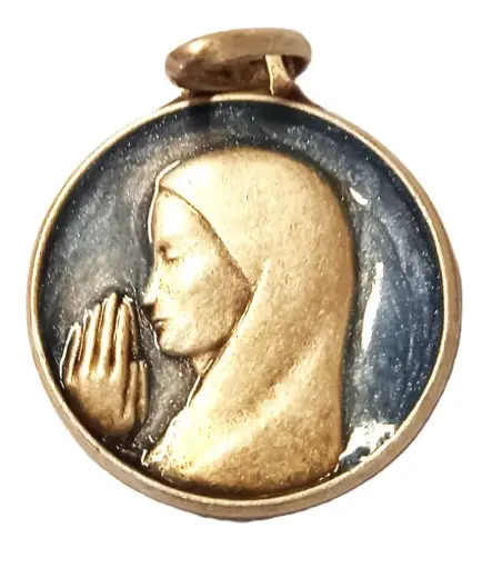 [1000000005677] MÉDAILLE MARIE BLEU ARGENT 14MM