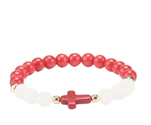 [1000000006438] BRACELET JADE ET PIERRE - ROUGE