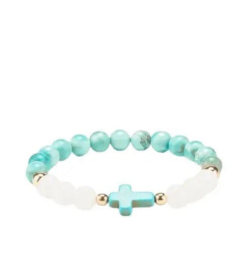 [1000000006445] BRACELET JADE ET PIERRE - TURQUOISE