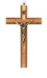 [1000000006476] CRUCIFIX BOIS ET MÉTAL BRONZE - 15CM